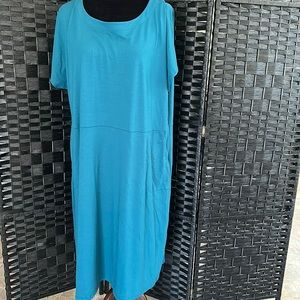 J. Jill Wearever Collection Teal Dress with Pockets sz XL